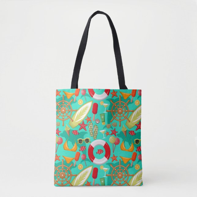 vacation summer beach pattern     tote bag (Front)