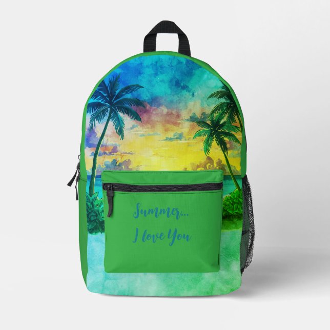 Vacation, Summer I Love You, Holiday Printed Backp Backpack (Front)