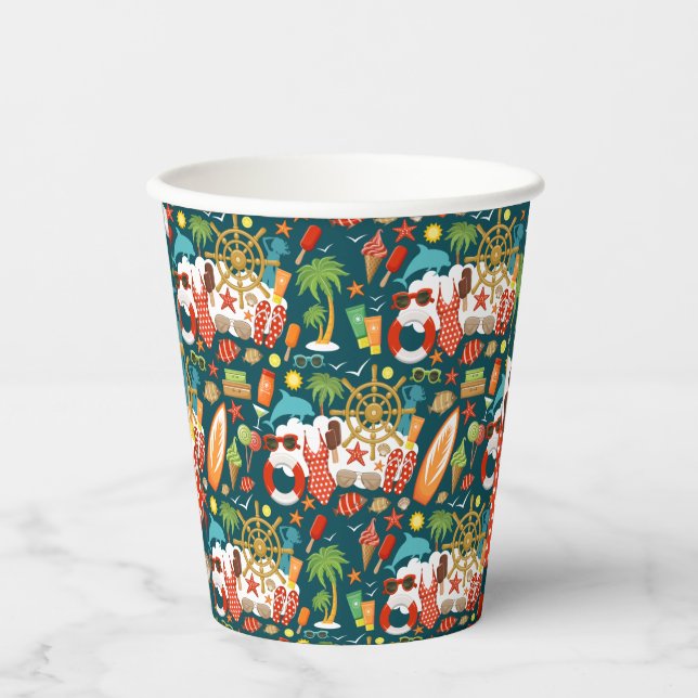 vacation summer party beach pattern  paper cups (Front)
