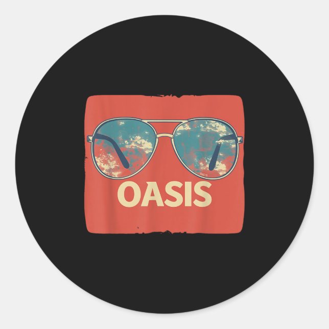 Vacation Sungles With Cool Oasis Statement  Classic Round Sticker (Front)
