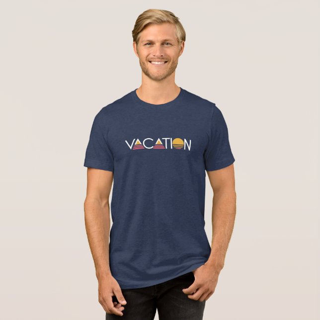 Vacation Sunrise Design Bold Typography with Sun  Tri-Blend Shirt (Front Full)