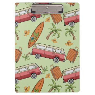 Vacation, Surfboards, and Palm Trees Clipboard