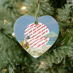 Vacation Time Goose Beach Scene Photo Frame Ceramic Tree Decoration