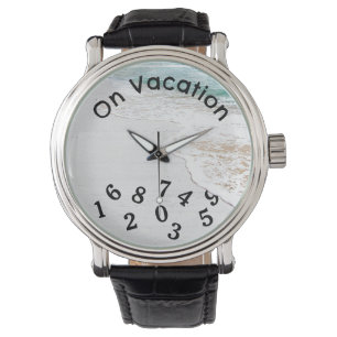 Vacation Time On Whitewashed Wood  Watch
