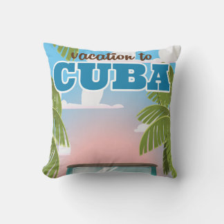 Vacation to cuba travel poster cushion