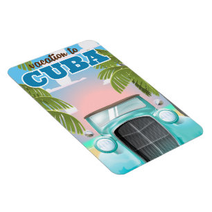 Vacation to cuba travel poster magnet