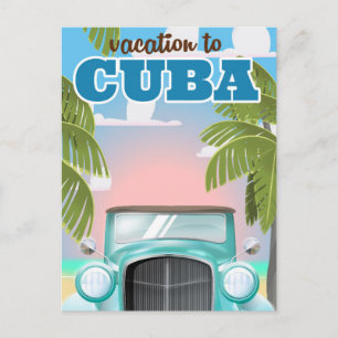 Vacation to cuba travel poster postcard