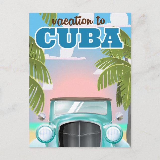 Vacation to cuba travel poster postcard (Front)