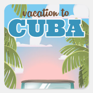 Vacation to cuba travel poster square sticker