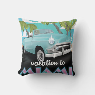 Vacation to Miami Travel poster Cushion