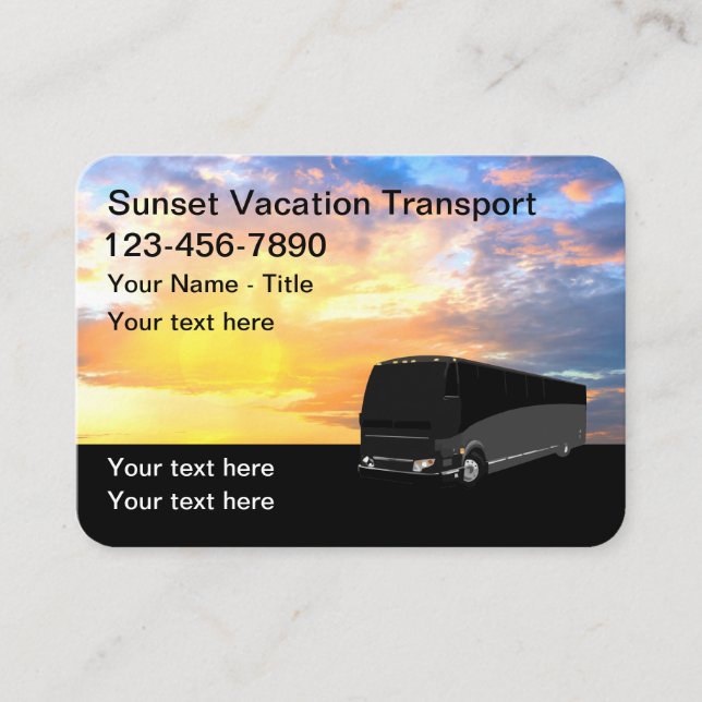 Vacation Transport Rental Bus Business Card (Front)