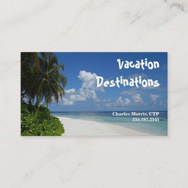 Vacation Travel Agent, Tropical Destinations Business Card (Front)