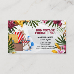 Vacation Travel   Tropical Flowers Leaves Business Card