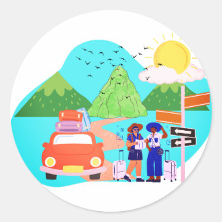 Vacation Trip Classic Round Sticker