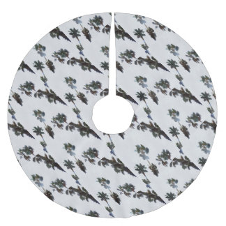 Vacation Tropical Palms Artistic Watercolor  Brushed Polyester Tree Skirt