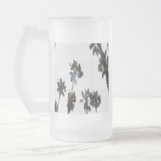 Vacation Tropical Palms Artistic Watercolor  Frosted Glass Beer Mug