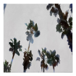 Vacation Tropical Palms Artistic Watercolor Poster