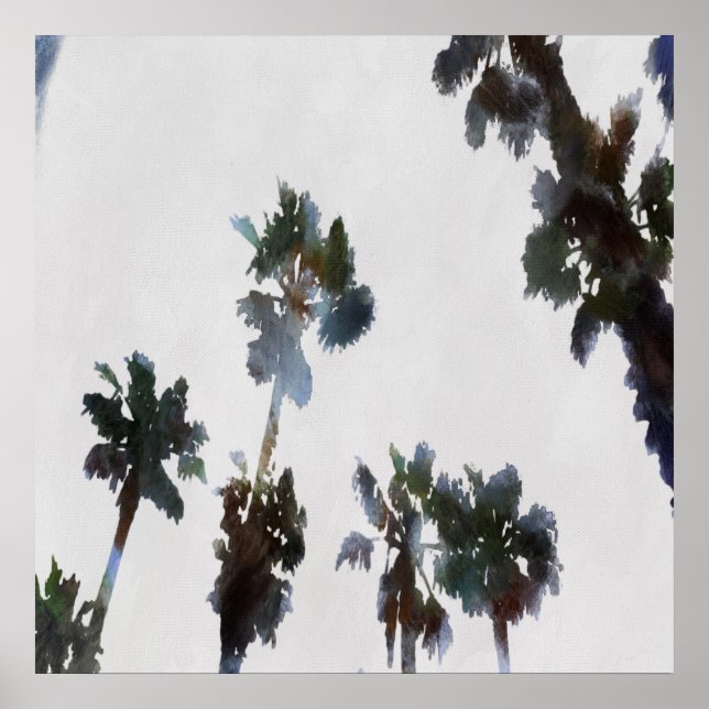 Vacation Tropical Palms Artistic Watercolor  Poster (Front)