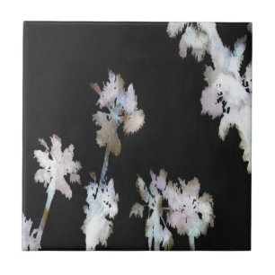 Vacation Tropical Palms Artistic Watercolor Silhou Tile