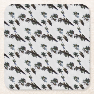 Vacation Tropical Palms Artistic Watercolor Square Paper Coaster
