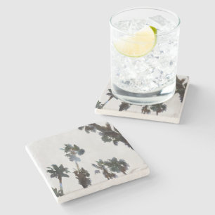 Vacation Tropical Palms Artistic Watercolor Stone Coaster