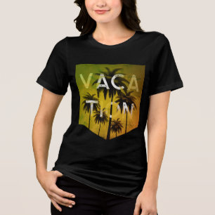 Vacation Typography Graphic Green White T-Shirt Tri-Blend Shirt