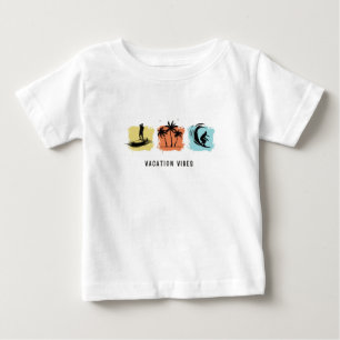 VACATION VIBES Print Modern White Baby Tshirt 