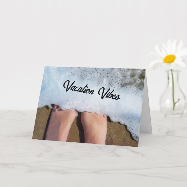 Vacation Vibes Trip Wishes Beach Vacation Card (Small Plant)