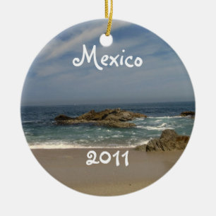 Vacation View; Mexico Souvenir Ceramic Tree Decoration