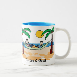Vacationing couple - custom colour Two-Tone coffee mug