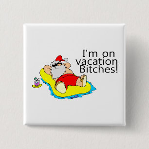 Vacationing Santa Claus 15 Cm Square Badge