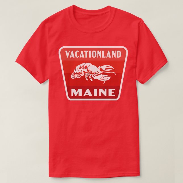 Vacationland Maine Retro  Badge Red T-Shirt (Design Front)