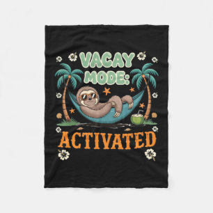 Vacay Mode Activated Sloth Hammock Fleece Blanket