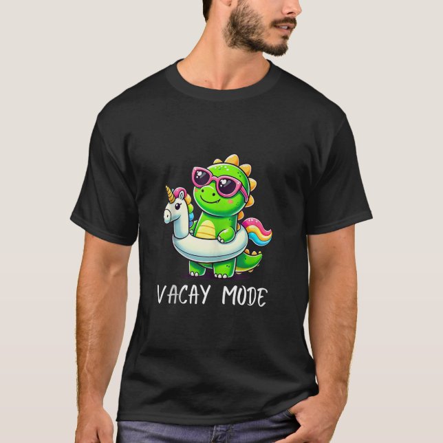Vacay Mode Cute Dinosaur Funny Family Vacation Gif T-Shirt (Front)