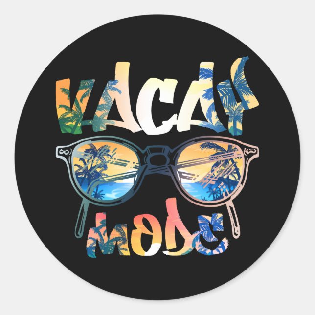 Vacay Mode Cute Vacation Summer Cruise Getaway Classic Round Sticker (Front)