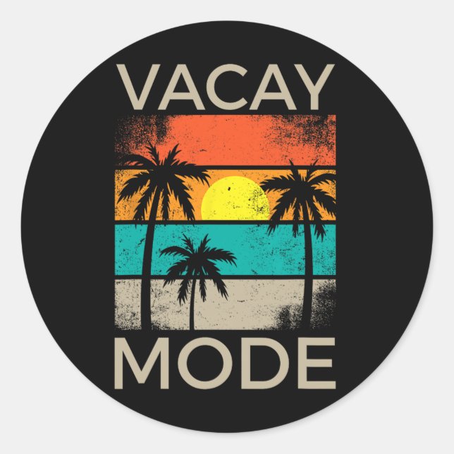 Vacay Mode Men Women Kids Vacation Summer Cruise G Classic Round Sticker (Front)