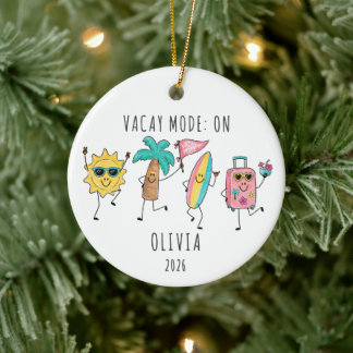 Vacay Mode On Personalised Vacation Ceramic Tree Decoration
