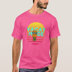 Vacay Mode Retro Swinger Upside Down Pineapple   T-Shirt