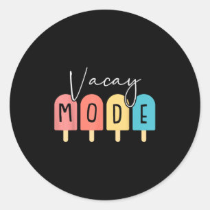 Vacay Mode Summer Family Vacation Beach Cruise Mat Classic Round Sticker