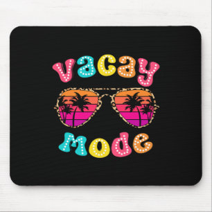 Vacay Mode Summer Vibes Sungles Retro Cute Girl Wo Mouse Mat