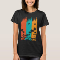 Vacay Squad Retro Surfing Summer Palm Tree Family