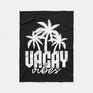 Vacay vibes palm trees retro vintage beach summer fleece blanket