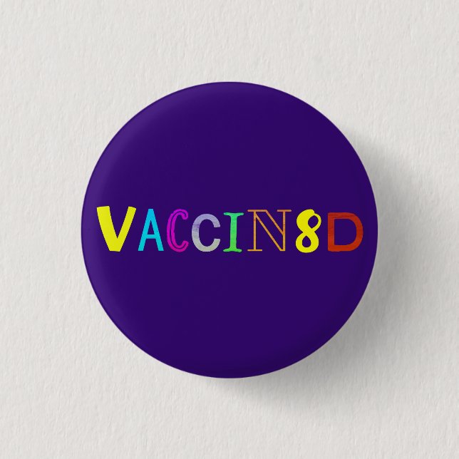 VACCIN8D (Multicolored and Purple) 3 Cm Round Badge (Front)