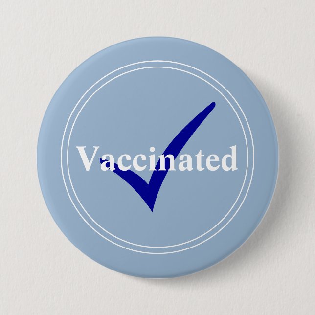 Vaccinated Baby Blue with Dark Blue Checkmark  7.5 Cm Round Badge (Front)