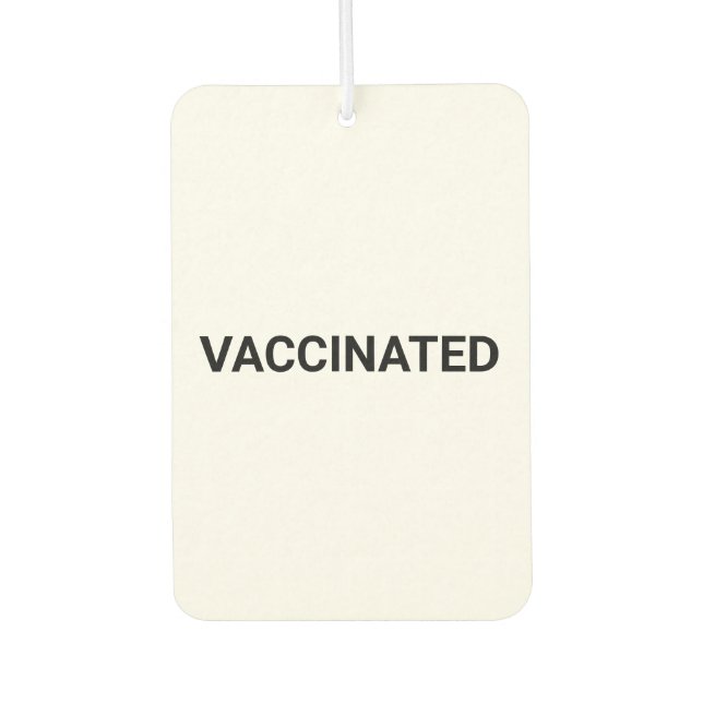 Vaccinated, black white customisable car car air freshener (Front)
