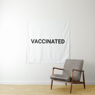 Vaccinated, black white customisable tapestry