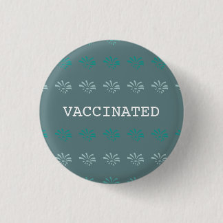 VACCINATED blue floral printed 3 Cm Round Badge