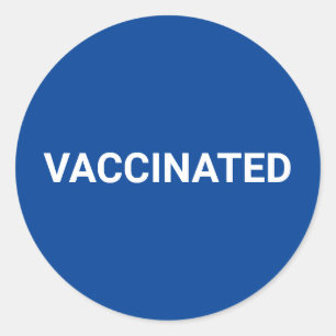 Vaccinated blue white customisable simple classic round sticker