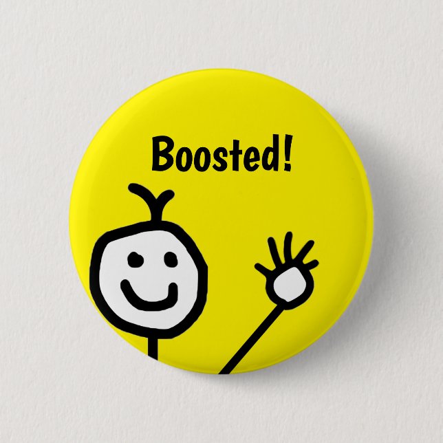 Vaccinated Booster Cute Happy Face 6 Cm Round Badge (Front)