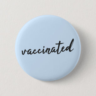 Vaccinated   Corona Blue Modern Handwritten Covid 6 Cm Round Badge